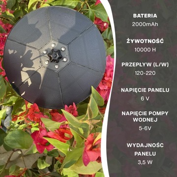 Fontanna Pompa Solarna Ogrodowa Azalia fi 180 mm