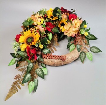 Осенний дверной венок ПОДСОЛНУХИ, большой, 45 см