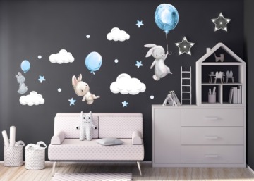 Наклейка на стену из воздушных шаров кролика для детей