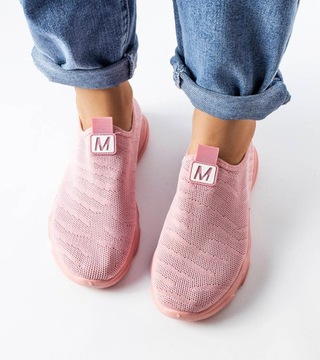 Buty sportowe damskie różowe wsuwane sneakersy trampki tenisówki 23635 38