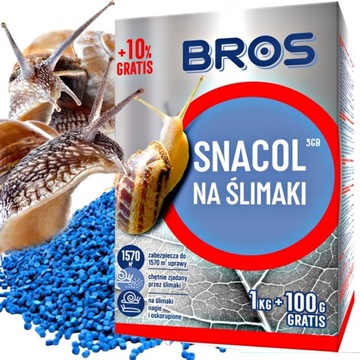 BROS SNACOL ЭФФЕКТИВНЫЙ ЯД УЛИТКИ ГРАНУЛЫ 1,1 кг защищают на расстоянии до 1570 м