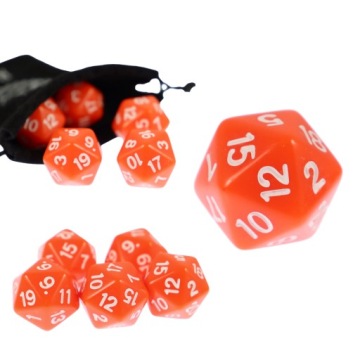 KOSTKA RPG POMARAŃCZOWA KOŚĆ DWUDZIESTOŚCIENNA K20