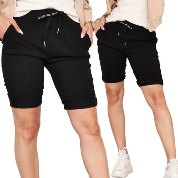 SPODENKI DAMSKIE KRÓTKIE SZORTY WYGODNE SPORT DRES KOBIECE 42 XL CZARNE