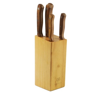НАБОР КУХОННЫХ НОЖЕЙ 6 ЭЛ. ДЕРЕВЯННЫЙ БЛОК СТАЛЬНЫЕ ЛЕЗВИЯ ДЛЯ КУХНИ
