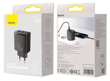 BASEUS ŁADOWARKA SIECIOWA USB USB-C 30W PD QC 3.0