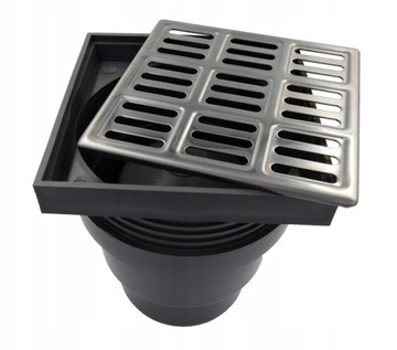 KRATKA ŚCIEKOWA 15x15CM WPUST PIONOWA FI 110 STAL