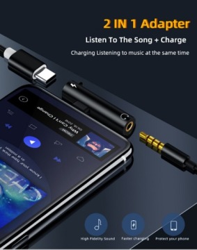 Адаптер для iPhone переходник jack 3,5 мм + зарядка