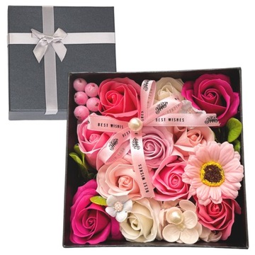Róże mydlane kwiaty pachnące flowerbox na prezent