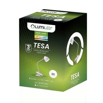 Школьная настольная лампа 7W Светодиодный CCT DRAGUS Регулируемый клип