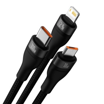 Mocny kabel 5w1mikro USB/ Lightning/ USBC 100W