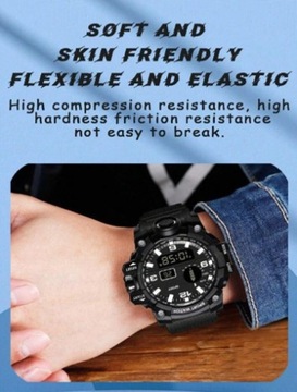 Męski zegarek LED wodoodporny, odporny na wstrząsy - black
