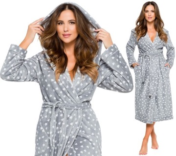 DŁUGI CIEPŁY PUCHOWY DAMSKI SZLAFROK PODOMKA M