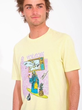 Koszulka męska VOLCOM T-SHIRT bawełniana żółta z nadrukiem r. M