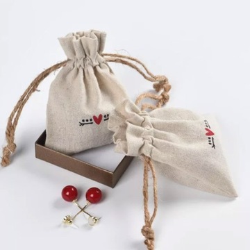 Linen Gift Bags Burlap String Jute Packaging Sack