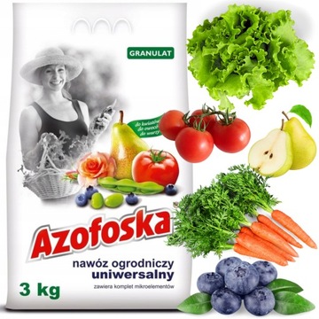 AZOFOSKA GRANULAT 3KG UNIWERSALNY NA OW0CE WARZYWA NAWÓZ OGRODNICZY