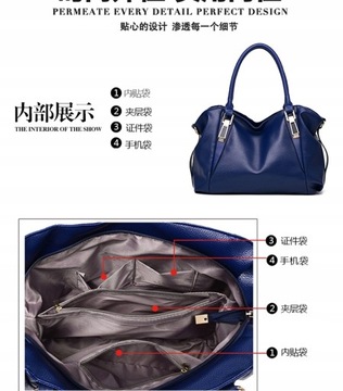 Blue Ladies Handbag Female PU Handbag Shoulder Bag