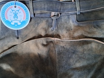 Брюки из 100% винтажной кожи с ремнем EU52, Schöneberger Trachten