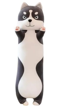 DŁUGI CZARNY PIES HUSKY PODUSZKA MASKOTKA DLA DZIECI PLUSZAK 110 cm