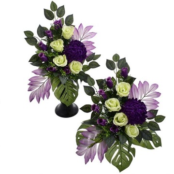 STROIK NA CMENTARZ KOMPOZYCJA NAGROBNA KOMPLET Z WKŁADEM RÓŻE CHRYZANTEMA