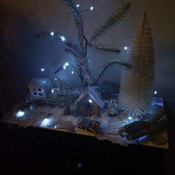 БЕЛОЕ РОЖДЕСТВО СОЗДАЕМ, ПОДСВЕТЕННОЕ, ПОЛЬСКОЕ РУКОДЕЛИЕ