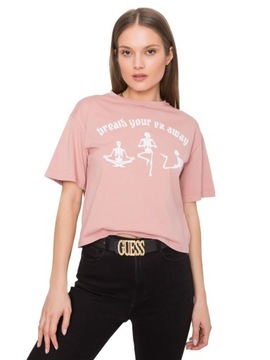 KOSZULKA DAMSKA t-shirt z nadrukiem - L