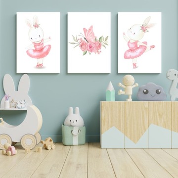 Установите 3 плаката для детей A3 Rabbit Balleerina