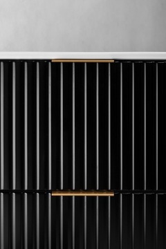 Подвесной комплект для ванной комнаты, черный, под умывальник, 120 стоек, рифленые фасады, СТОЛЕШНИЦА