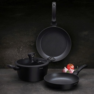 НАБОР ИНДУКЦИОННЫХ ПОСУВ, мраморный ПОТОРКИ С АНТИПРИГАРНЫМ ПОКРЫТИЕМ Темный