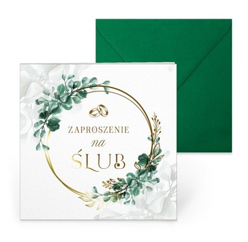 ZAPROSZENIA ŚLUBNE EUAKLIPTUS + KOPERTA - 3 SZT