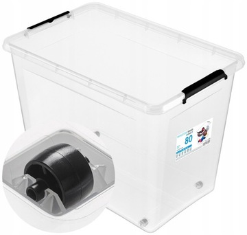 POJEMNIK PLASTIKOWY Z POKRYWKĄ KÓŁKAMI DO DOMU MOXOM SIMPLESTORE 80 L DUŻY