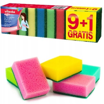 VILEDA ZMYWAK KUCHENNY 9+1 10 SZT GĄBKI DO NACZYŃ