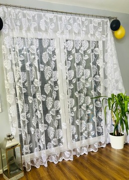 ФРАНЦУЗСКАЯ СТЕКЛЯННАЯ ВУАЛЬ МОНСТРА 250 СМ УЗОР ВЫШИВКИ БЕЛАЯ ДЛЯ ГОСТИНОЙ АКЦИЯ