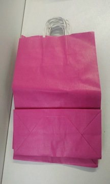 Torba torebka papierowa z uchwytem kraft 250x110x320 różowa 10szt.