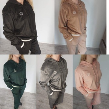 DAMSKI DRES WELUROWY Z KAPTUREM