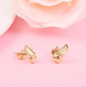 Посеребренные серьги Гарри Поттер с золотым снитчем - WES004