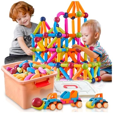 DUŻE KLOCKI MAGNETYCZNE KONSTRUKCYJNE EDUKACYJNE STICKS PATYCZKI XXL 115 el
