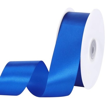 Wstążka satynowa 25m x38mm niebieska rolka taśma tasiemka ozdobna
