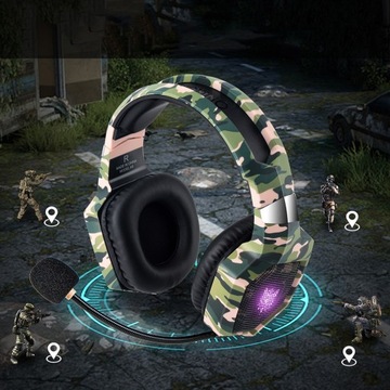 ONIKUMA K8 CAMO ПРОВОДНЫЕ ИГРОВЫЕ НАКЛОННЫЕ НАУШНИКИ С RGB МИКРОФОНОМ