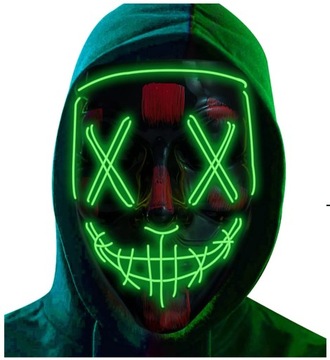 MASKA LEDOWA PURGE NA HALLOWEEN ŚWIECĄCA LED KOSTIUM PRZEBRANIE Z PILOTEM