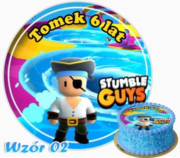 Opłatek na tort STUMBLE GUYS Z IMIENIEM I WIEKIEM