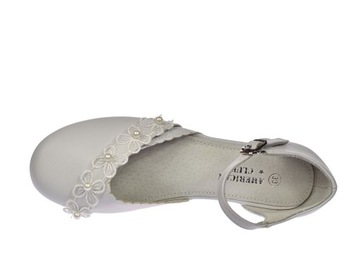 Туфли для причастия, балетки белого цвета, каблук 42/23, размер. 34