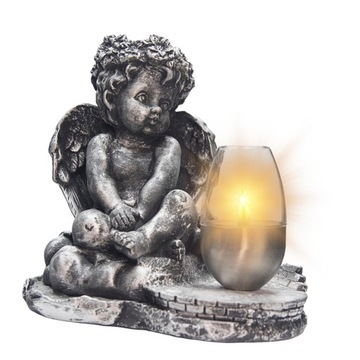 СЕРАЯ ГИПСОВАЯ ФИГУРКА Гробница СОЛНЕЧНАЯ СВЕТОДИОДНАЯ ЛАМПА