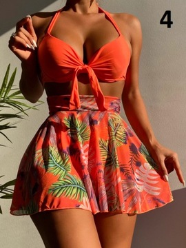 БИКИНИ КУПАЛЬНИК С ЦВЕТАМИ ЮБКА L