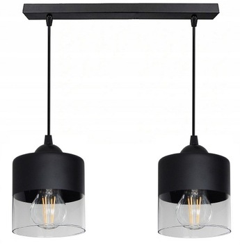 LAMPA WISZĄCA SUFITOWA ŻYRANDOL PLAFON LW-2CS LED SZKŁO E27