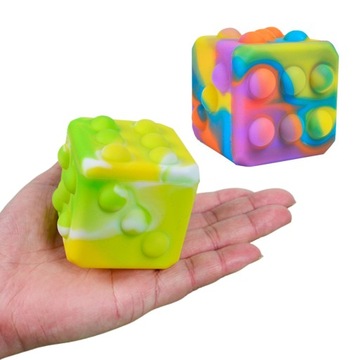 GNIOTEK POP IT KOSTKA ZABAWKA ANTYSTRESOWA PUSH BUBBLE SENSORYCZNA KOLOR