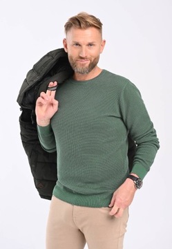 OUTLET męski Sweter gładki zielony VOLCANO S-LARKS M