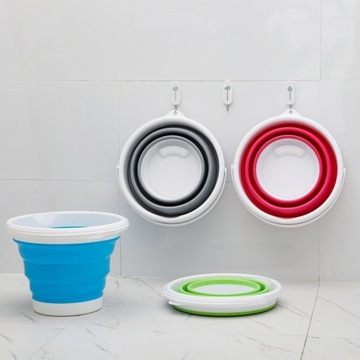 СИЛИКОНОВОЕ ВЕДРО ДЛЯ ВОДЫ, СКЛАДНОЕ, ПОРТАТИВНОЕ, С КРЫШКОЙ, УНИВЕРСАЛЬНОЕ, 5Л