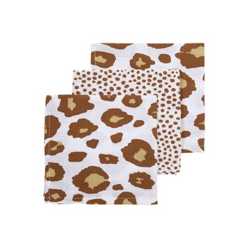 Meyco Baby Cheetah/Panter pieluszki - 3-pak - muslinowy - camel - 30x30cm