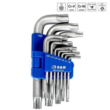 Zestaw TORX typ L 15 szt. T6-T60 S&R