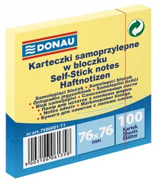 Bloczek samoprzylepny jasnożółty karteczki notes